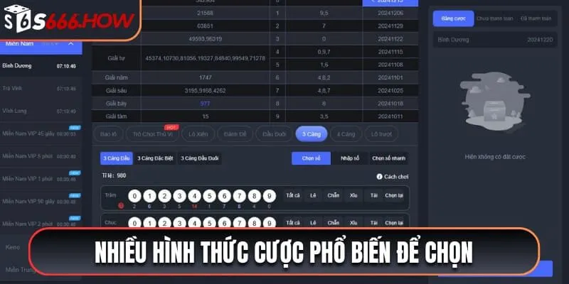 Nhiều hình thức cược phổ biến để chọn