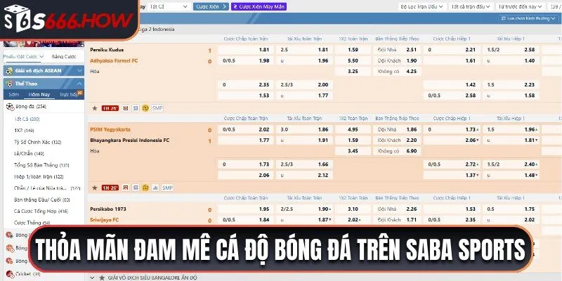 Thỏa mãn đam mê cá độ bóng đá trên sảnh SABA Sports