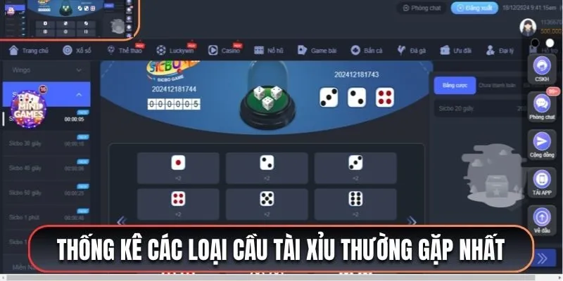 Thống kê các loại cầu tài xỉu thường gặp nhất hiện nay